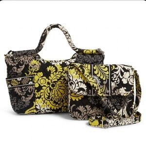 Vera Bradley Baroque Bundle: Retired Pleated Small Tote & Crossbody Bag